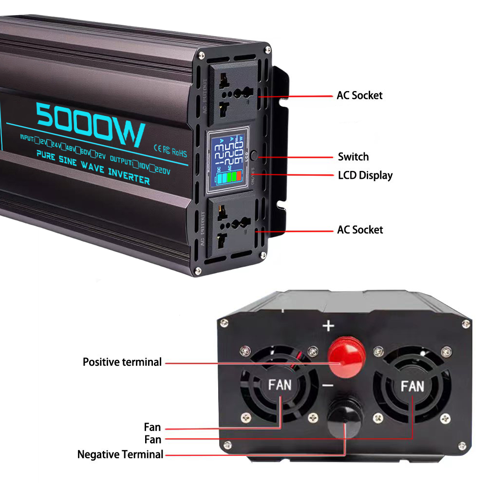 Pure Sine Wave Inverter DC 12V - đánh giá và giá Pure Sine Wave Inverter 5000W 48V 220V